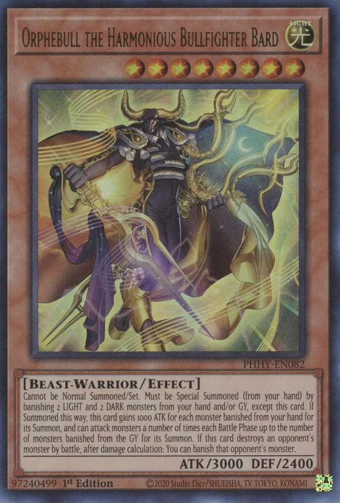 Orphebull the Harmonious Bullfighter Bard [PHHY-EN082] Ultra Rare | Enigma On Main