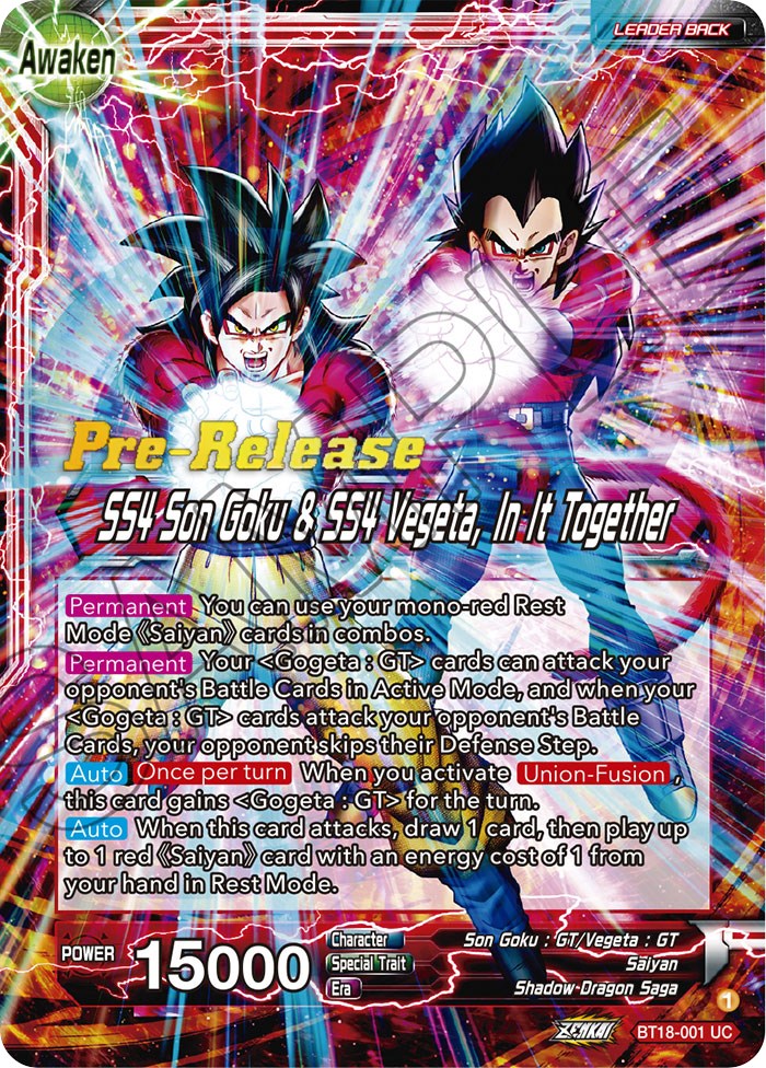 Son Goku & Vegeta // SS4 Son Goku & SS4 Vegeta, In It Together (BT18-001) [Dawn of the Z-Legends Prerelease Promos] | Enigma On Main