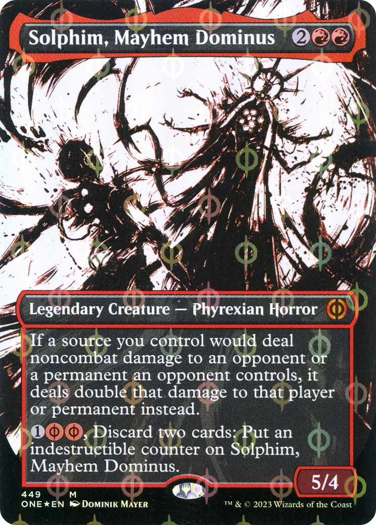 Solphim, Mayhem Dominus (Borderless Ichor Step-and-Compleat Foil) [Phyrexia: All Will Be One] | Enigma On Main