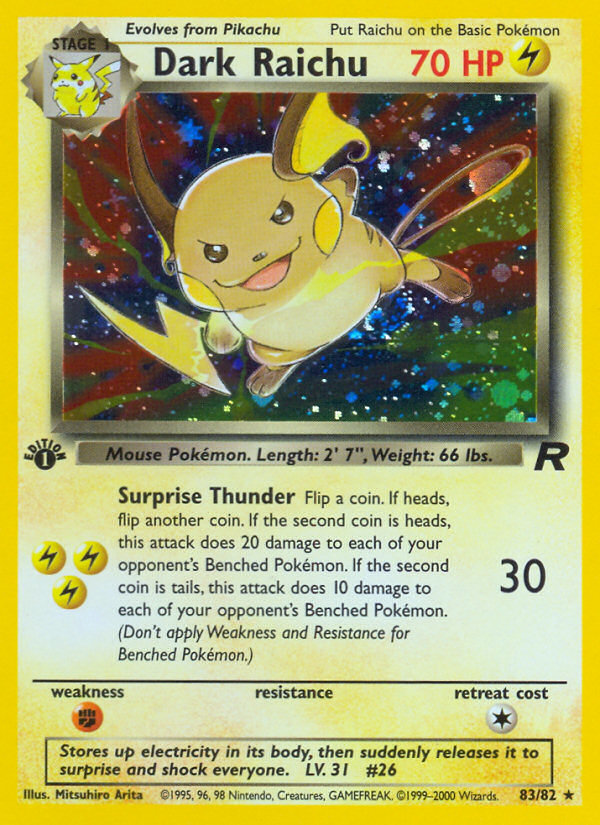 Dark Raichu (83/82) [Team Rocket 1st Edition] | Enigma On Main