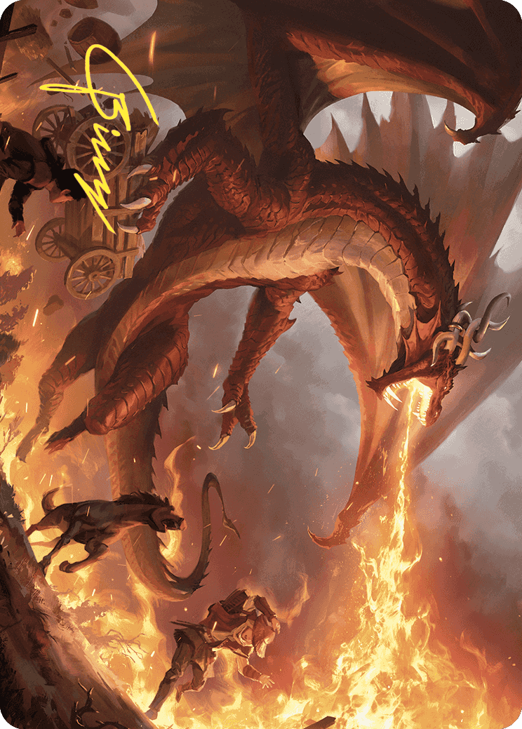 Realm-Scorcher Hellkite Art Card (Gold-Stamped Signature) [Wilds of Eldraine Art Series] | Enigma On Main