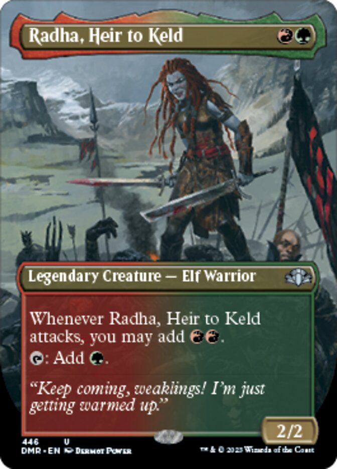 Radha, Heir to Keld (Borderless Alternate Art) [Dominaria Remastered] | Enigma On Main