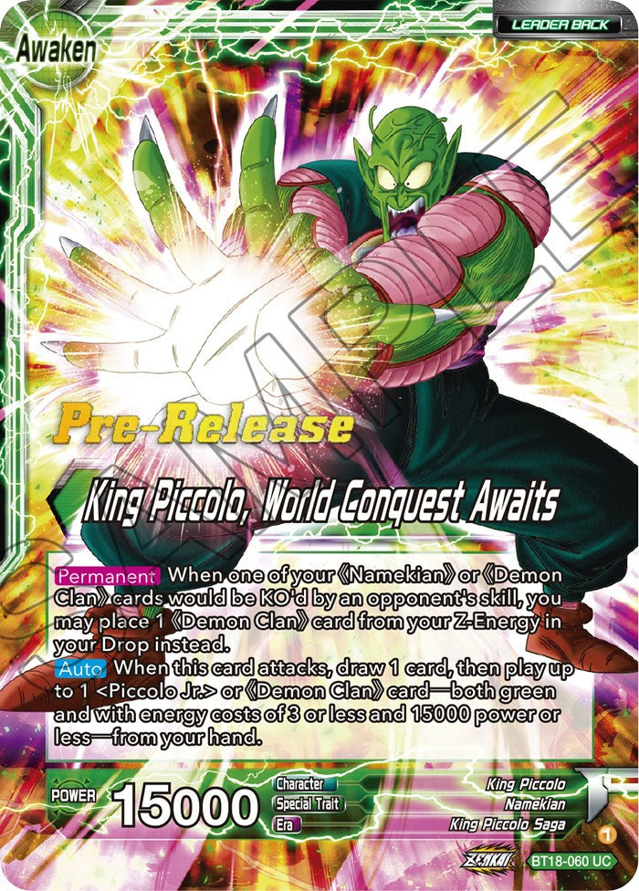 King Piccolo // King Piccolo, World Conquest Awaits (BT18-060) [Dawn of the Z-Legends Prerelease Promos] | Enigma On Main