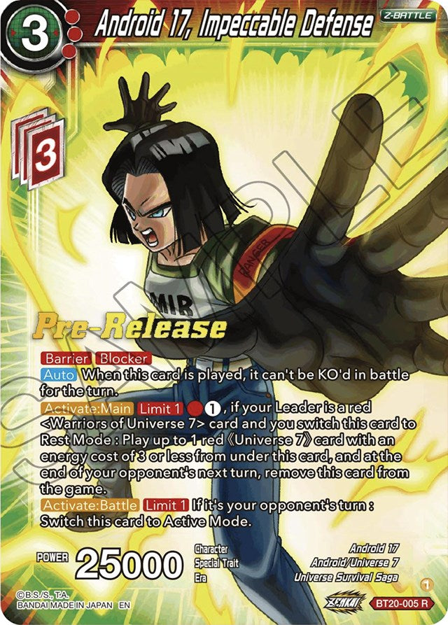 Android 17, Impeccable Defense (BT20-005) [Power Absorbed Prerelease Promos] | Enigma On Main