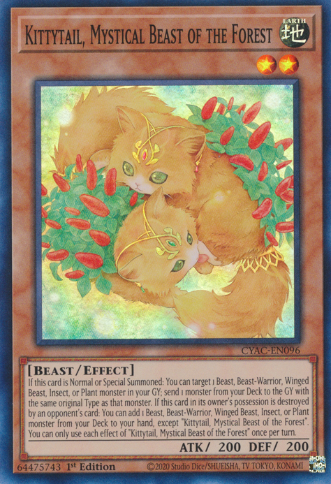 Kittytail, Mystical Beast of the Forest [CYAC-EN096] Super Rare | Enigma On Main