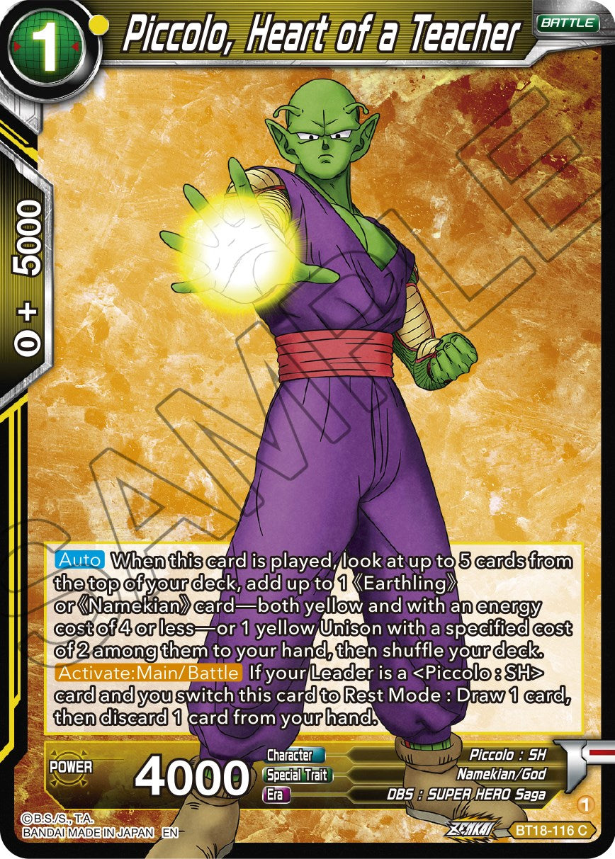 Piccolo, Heart of a Teacher (BT18-116) [Dawn of the Z-Legends] | Enigma On Main