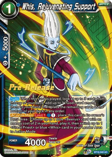 Whis, Rejuvenating Support (BT16-040) [Realm of the Gods Prerelease Promos] | Enigma On Main