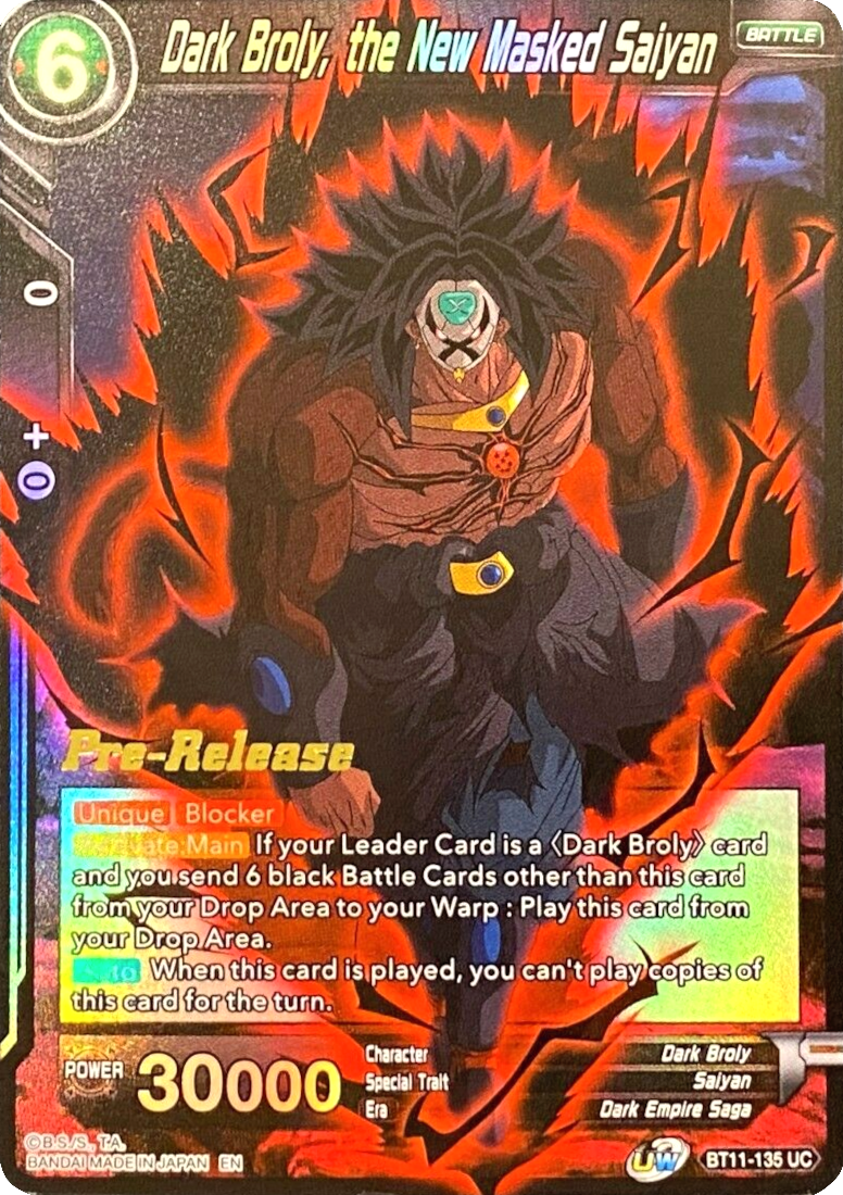 Dark Broly, the New Masked Saiyan (BT11-135) [Vermilion Bloodline Prerelease Promos] | Enigma On Main