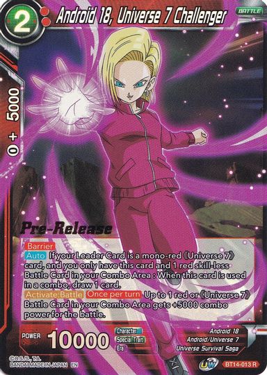 Android 18, Universe 7 Challenger (BT14-013) [Cross Spirits Prerelease Promos] | Enigma On Main