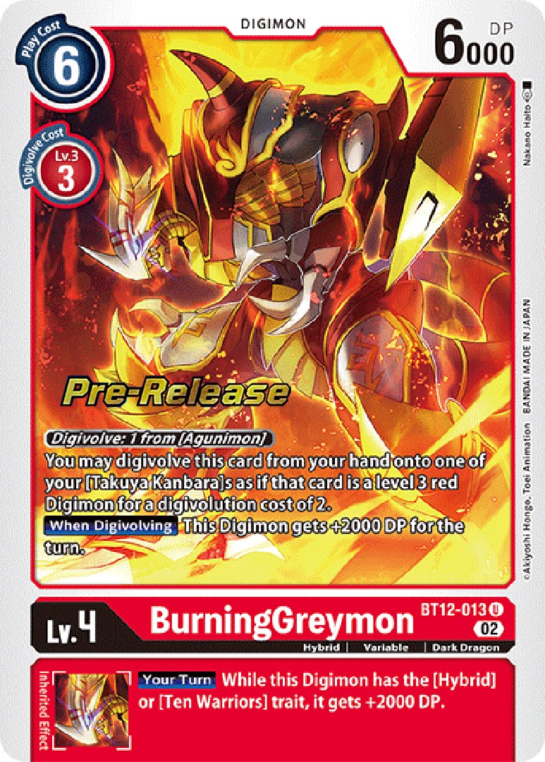 BurningGreymon [BT12-013] [Across Time Pre-Release Cards] | Enigma On Main