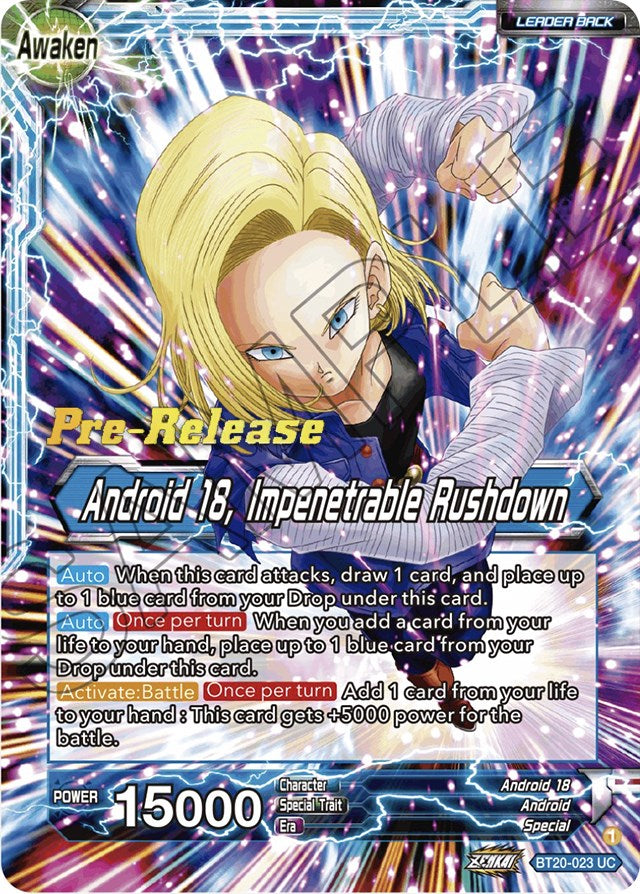 Android 18 // Android 18, Impenetrable Rushdown (BT20-023) [Power Absorbed Prerelease Promos] | Enigma On Main