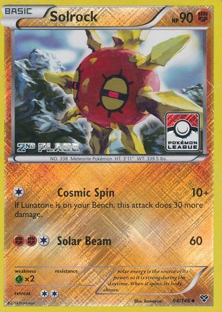 Solrock (64/146) (2nd Place League Challenge Promo) [XY: Base Set] | Enigma On Main