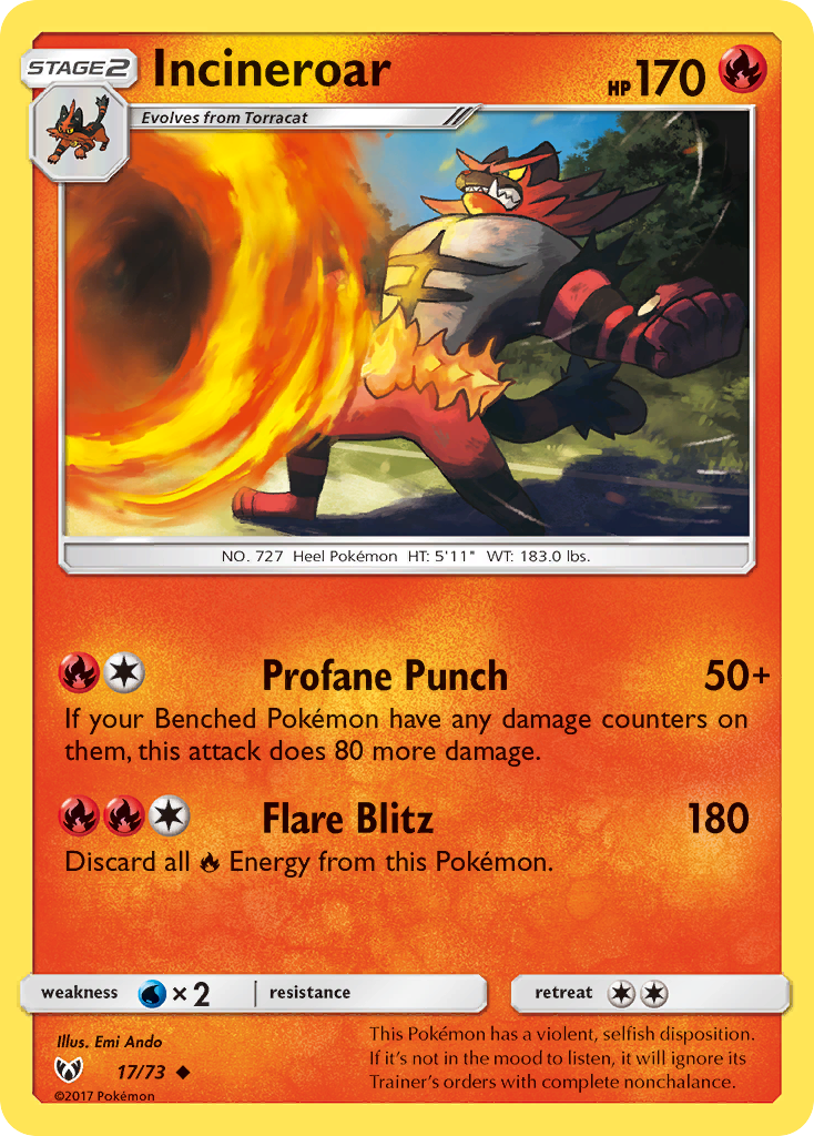 Incineroar (17/73) [Sun & Moon: Shining Legends] | Enigma On Main