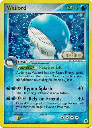 Wailord (14/92) (Stamped) [EX: Legend Maker] | Enigma On Main