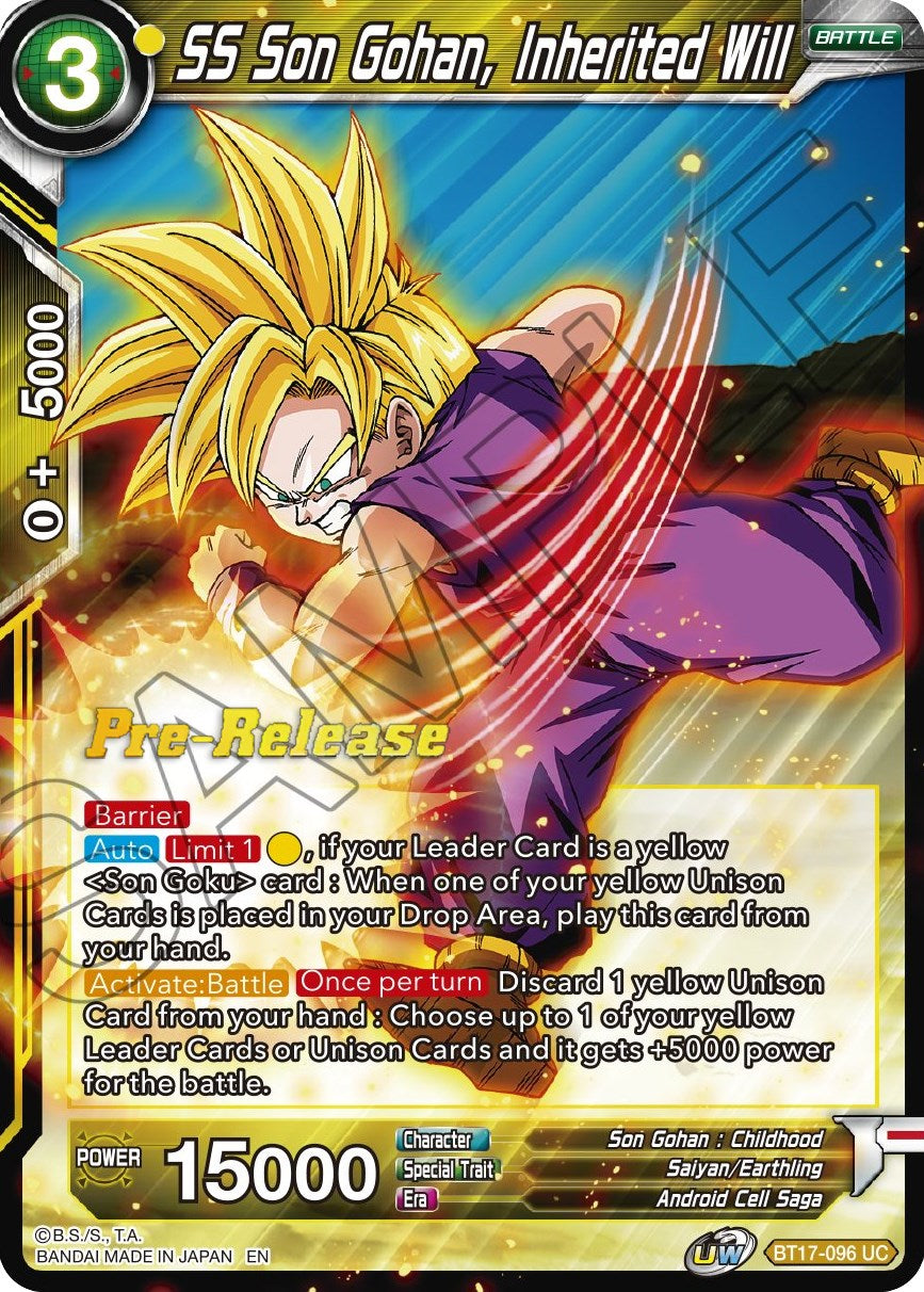 SS Son Gohan, Inherited Will (BT17-096) [Ultimate Squad Prerelease Promos] | Enigma On Main