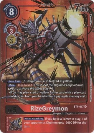 RizeGreymon [BT4-017] (Alternate Art - Red Border) [Great Legend Promos] | Enigma On Main