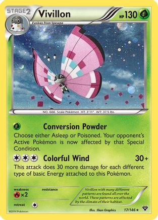 Vivillon (17/146) (Meadow Form/Pink Wings) (Cosmos Holo) [XY: Base Set] | Enigma On Main