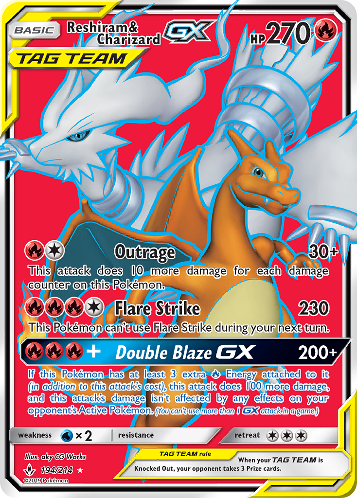 Reshiram & Charizard GX (194/214) [Sun & Moon: Unbroken Bonds] | Enigma On Main