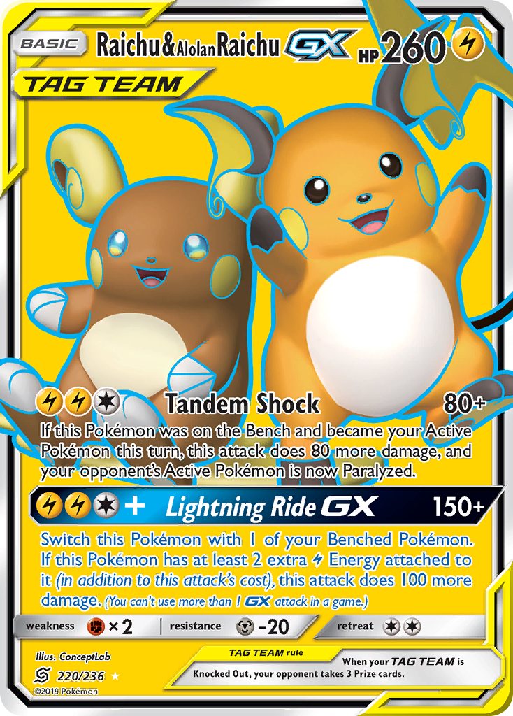 Raichu & Alolan Raichu GX (220/236) [Sun & Moon: Unified Minds] | Enigma On Main