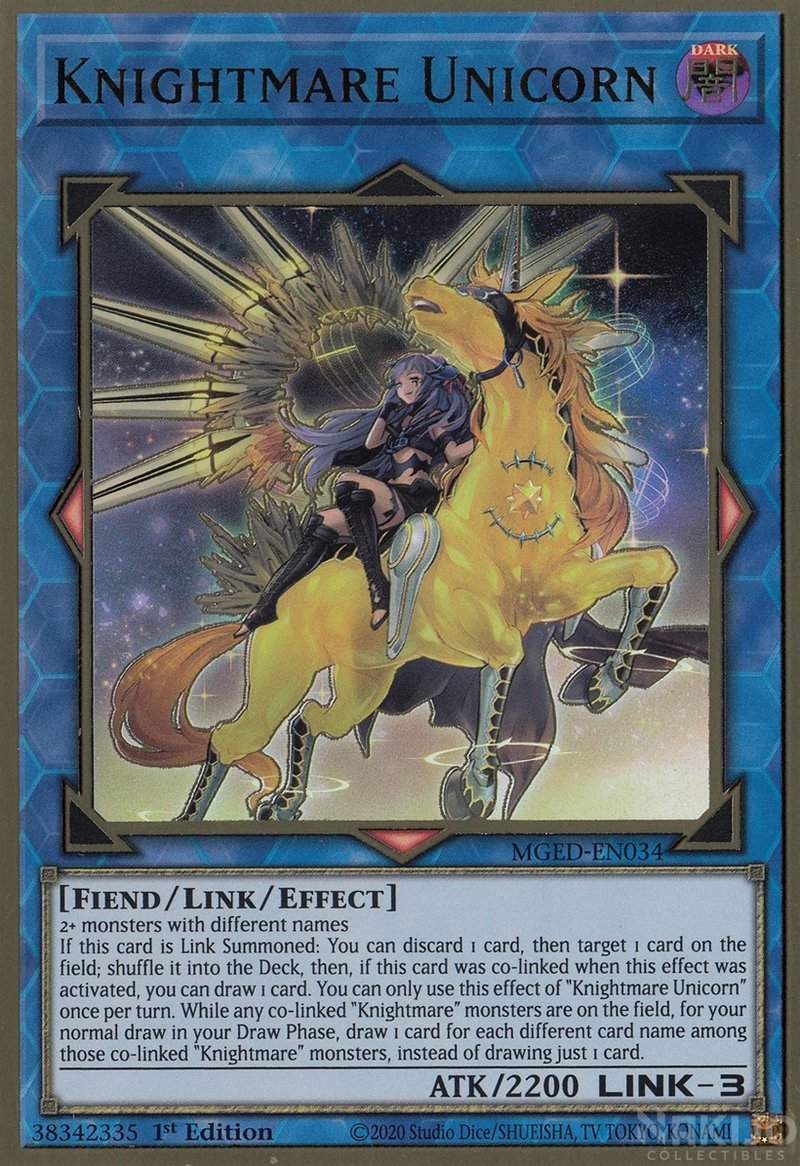 Knightmare Unicorn (Alternate Art) [MGED-EN034] Gold Rare | Enigma On Main