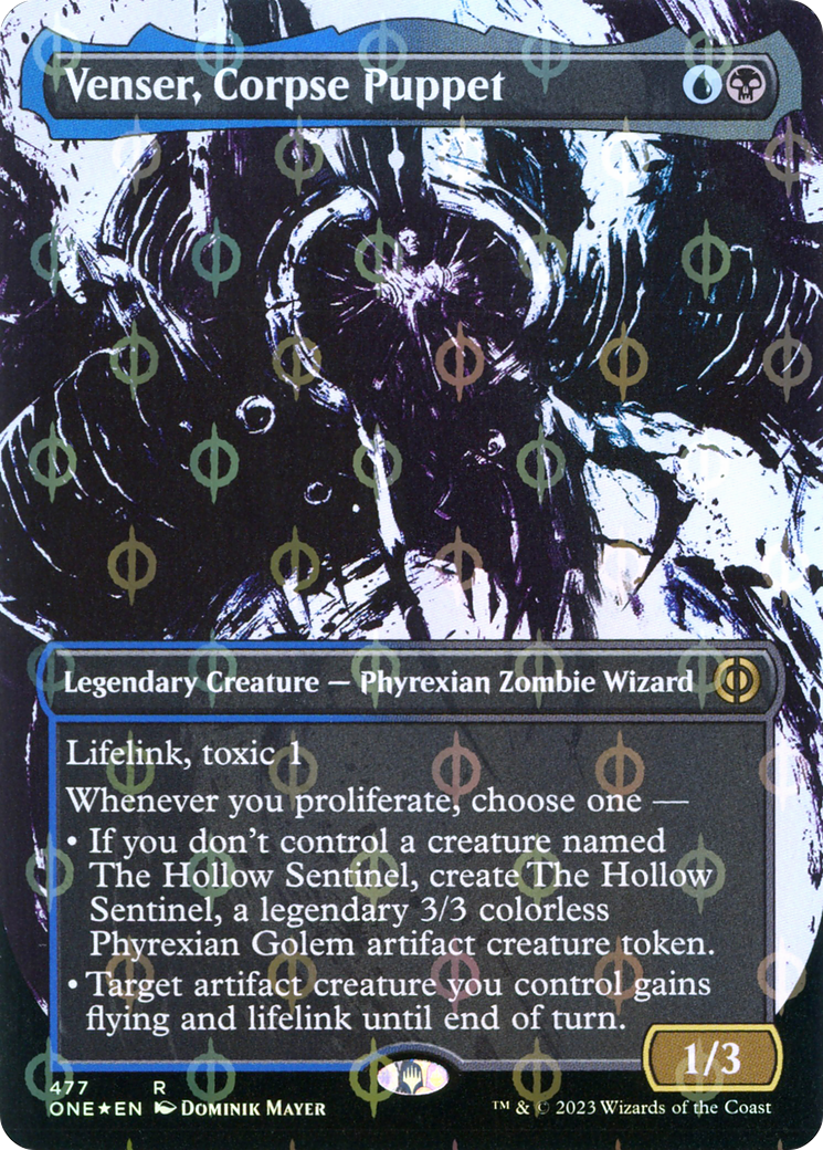 Venser, Corpse Puppet (Borderless Ichor Step-and-Compleat Foil) [Phyrexia: All Will Be One] | Enigma On Main