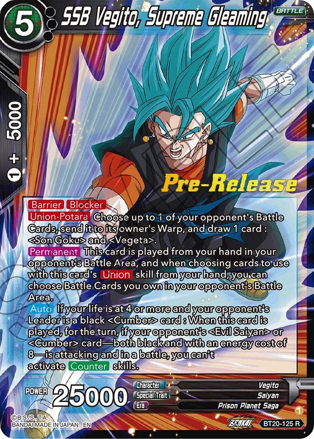 SSB Vegito, Supreme Gleaming (BT20-125) [Power Absorbed Prerelease Promos] | Enigma On Main