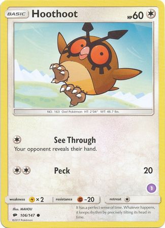 Hoothoot (106/147) (Deck Exclusive #1) [Sun & Moon: Trainer Kit - Alolan Sandslash] | Enigma On Main