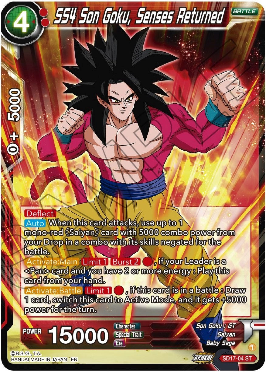 SS4 Son Goku, Senses Returned (SD17-04) [Dawn of the Z-Legends] | Enigma On Main