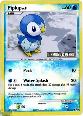 Piplup (93/130) [Burger King Promos: 2008 Collection] | Enigma On Main