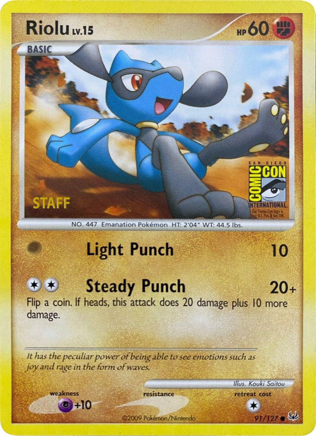 Riolu (91/127) (SDCC 2009) (Staff) [Platinum: Base Set] | Enigma On Main