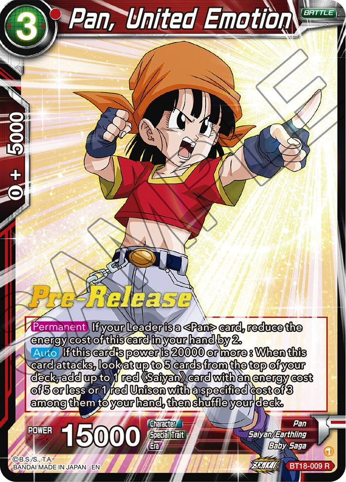 Pan, United Emotion (BT18-009) [Dawn of the Z-Legends Prerelease Promos] | Enigma On Main