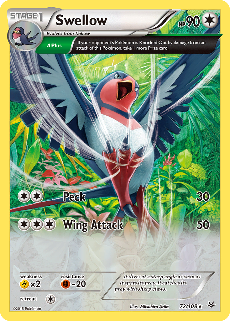 Swellow (72/108) [XY: Roaring Skies] | Enigma On Main