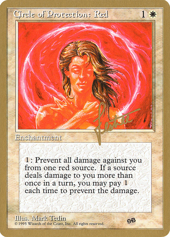 Circle of Protection: Red (Bertrand Lestree) (SB) (4ED) [Pro Tour Collector Set] | Enigma On Main