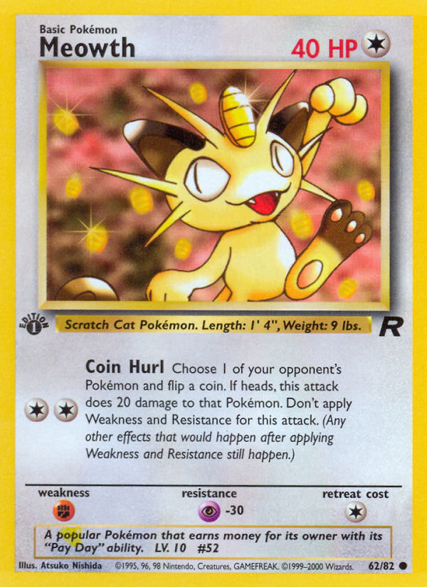 Meowth (62/82) [Team Rocket 1st Edition] | Enigma On Main