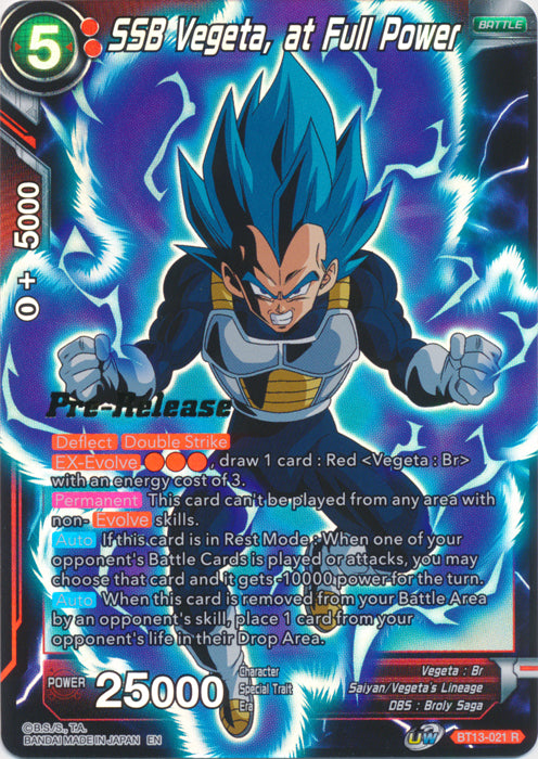 SSB Vegeta, at Full Power (BT13-021) [Supreme Rivalry Prerelease Promos] | Enigma On Main