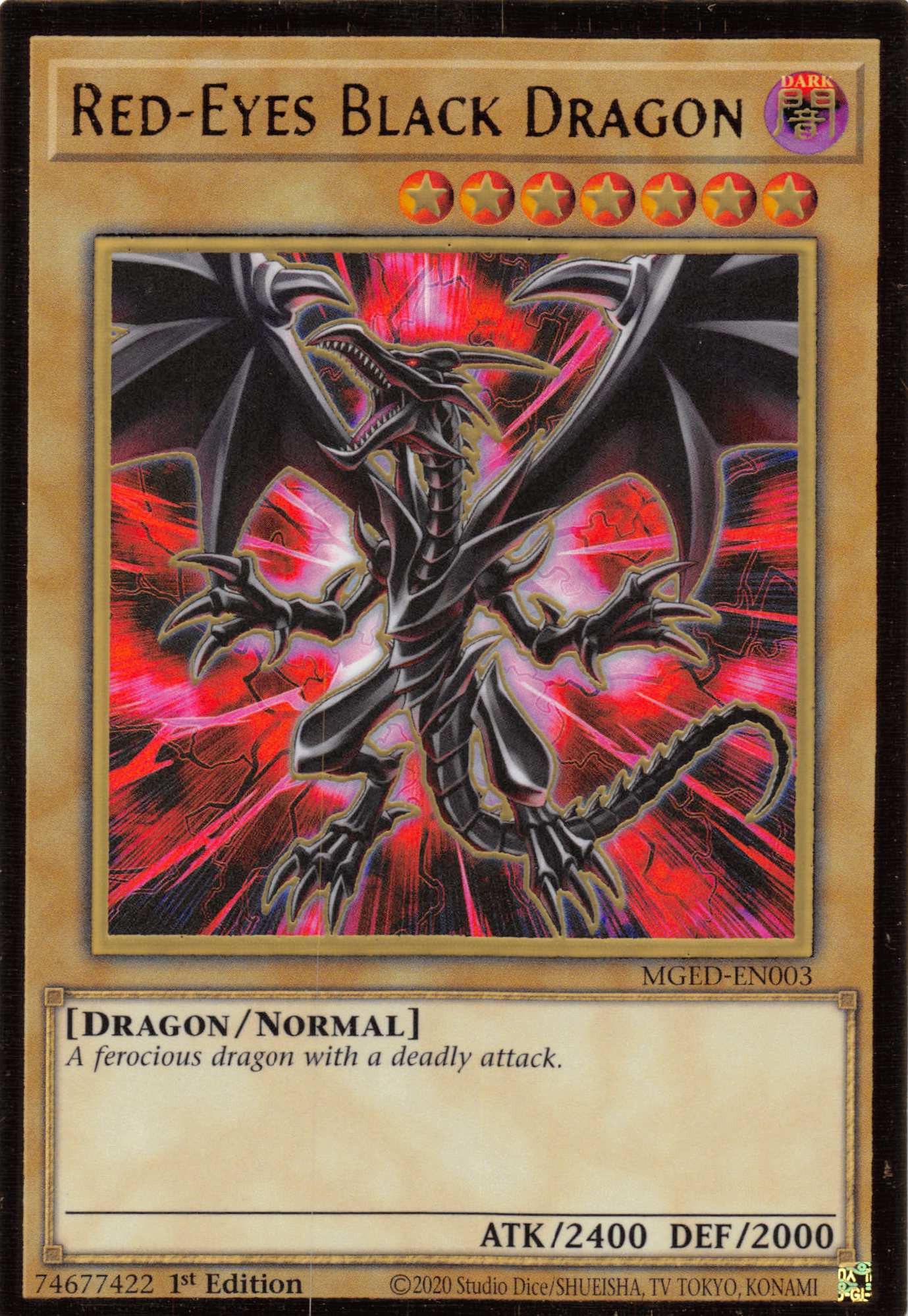 Red-Eyes Black Dragon (Alternate Art) [MGED-EN003] Gold Rare | Enigma On Main