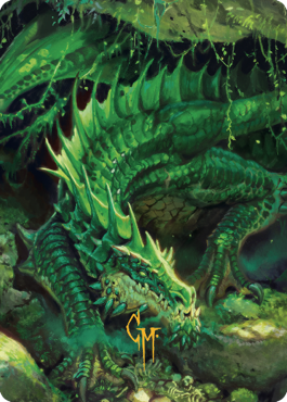 Lurking Green Dragon Art Card (Gold-Stamped Signature) [Commander Legends: Battle for Baldur's Gate Art Series] | Enigma On Main