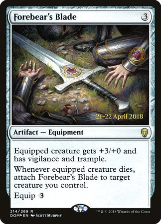 Forebear's Blade [Dominaria Promos] | Enigma On Main