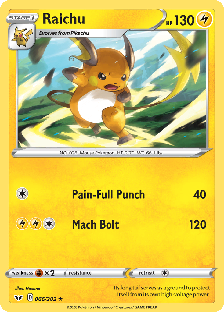 Raichu (066/202) [Sword & Shield: Base Set] | Enigma On Main