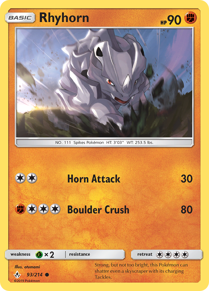 Rhyhorn (93/214) [Sun & Moon: Unbroken Bonds] | Enigma On Main