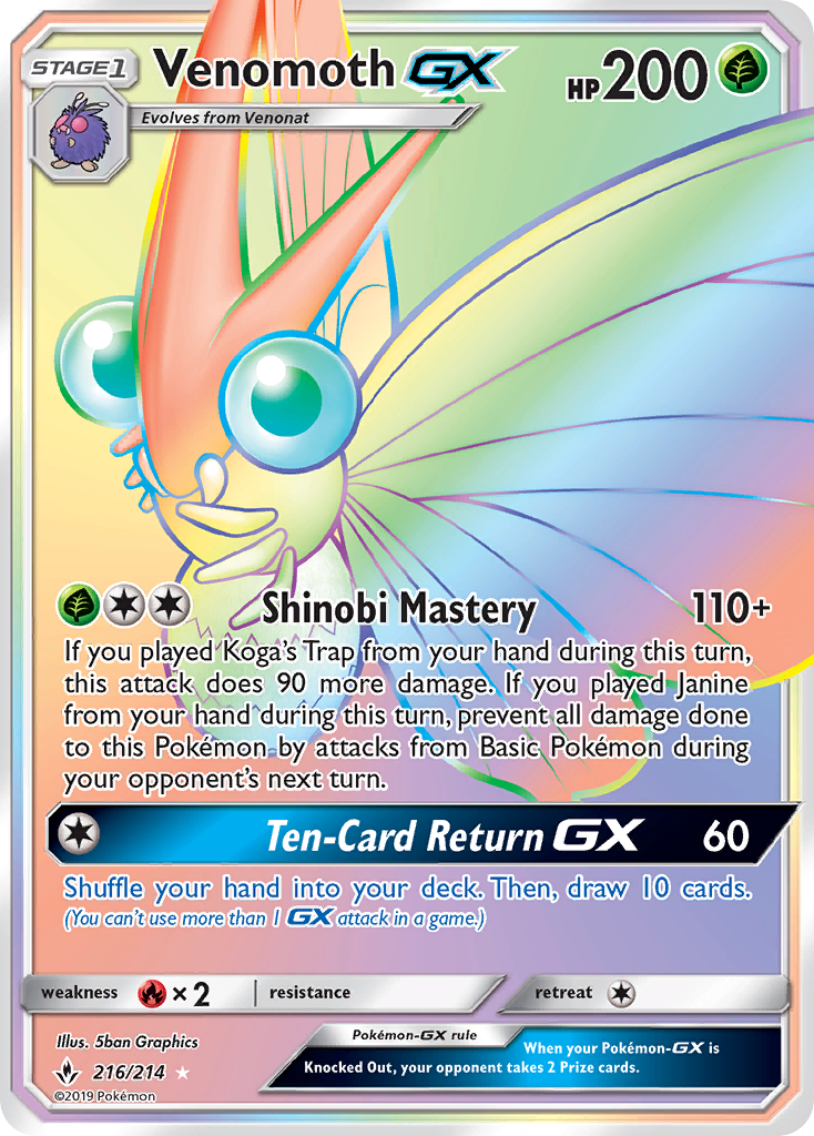 Venomoth GX (216/214) [Sun & Moon: Unbroken Bonds] | Enigma On Main