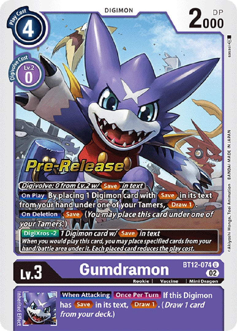 Gumdramon [BT12-074] [Across Time Pre-Release Cards] | Enigma On Main