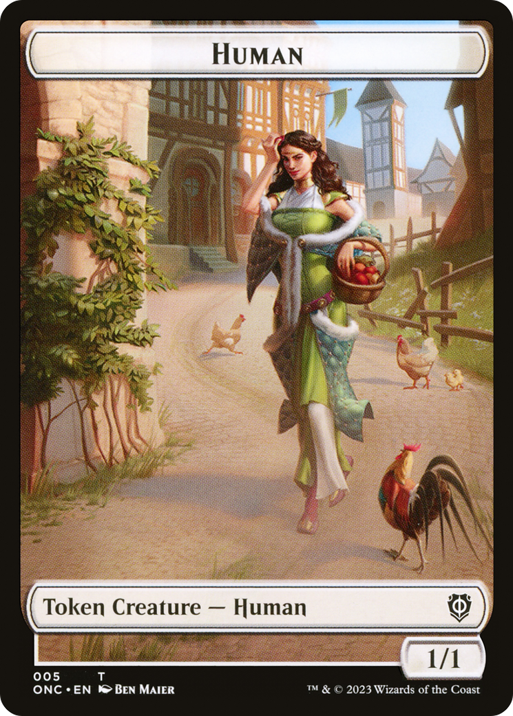 Human // Spirit Double-Sided Token [Phyrexia: All Will Be One Commander Tokens] | Enigma On Main