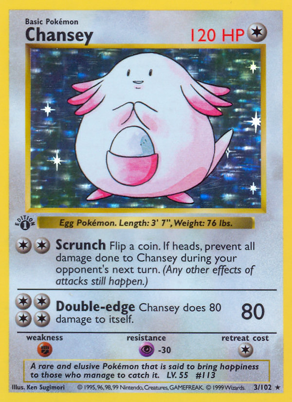 Chansey (3/102) (Shadowless) [Base Set 1st Edition] | Enigma On Main