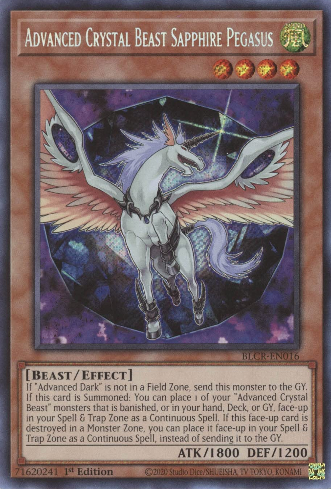 Advanced Crystal Beast Sapphire Pegasus [BLCR-EN016] Secret Rare | Enigma On Main