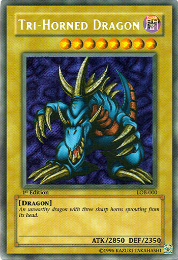 Tri-Horned Dragon [LOB-000] Secret Rare | Enigma On Main