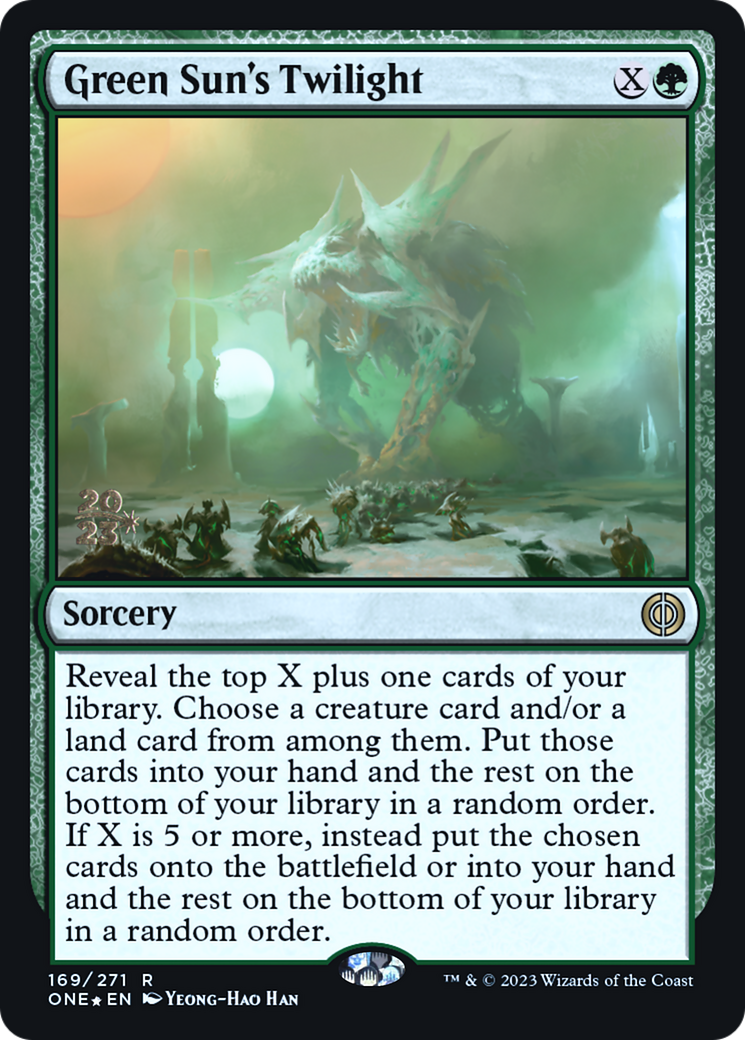 Green Sun's Twilight [Phyrexia: All Will Be One Prerelease Promos] | Enigma On Main