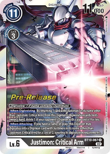 Justimon: Critical Arm [BT10-067] [Xros Encounter Pre-Release Cards] | Enigma On Main