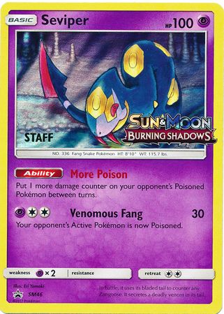 Seviper (SM46) (Staff Prerelease Promo) [Sun & Moon: Black Star Promos] | Enigma On Main