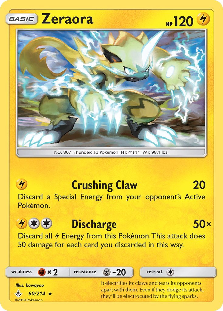 Zeraora (60/214) (Cracked Ice Holo) (Theme Deck Exclusive) [Sun & Moon: Unbroken Bonds] | Enigma On Main